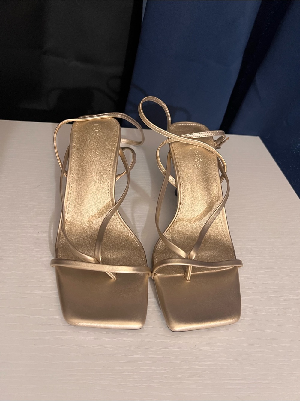 Piepiebuy Metallic Gold Strappy Heels Women’s Size 6.5
